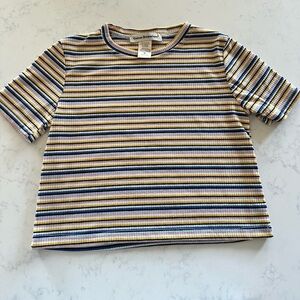 COTTON EMPORIUM Kid’s Cropped Striped T-shirt Medium M Pink Blue Nordstrom white